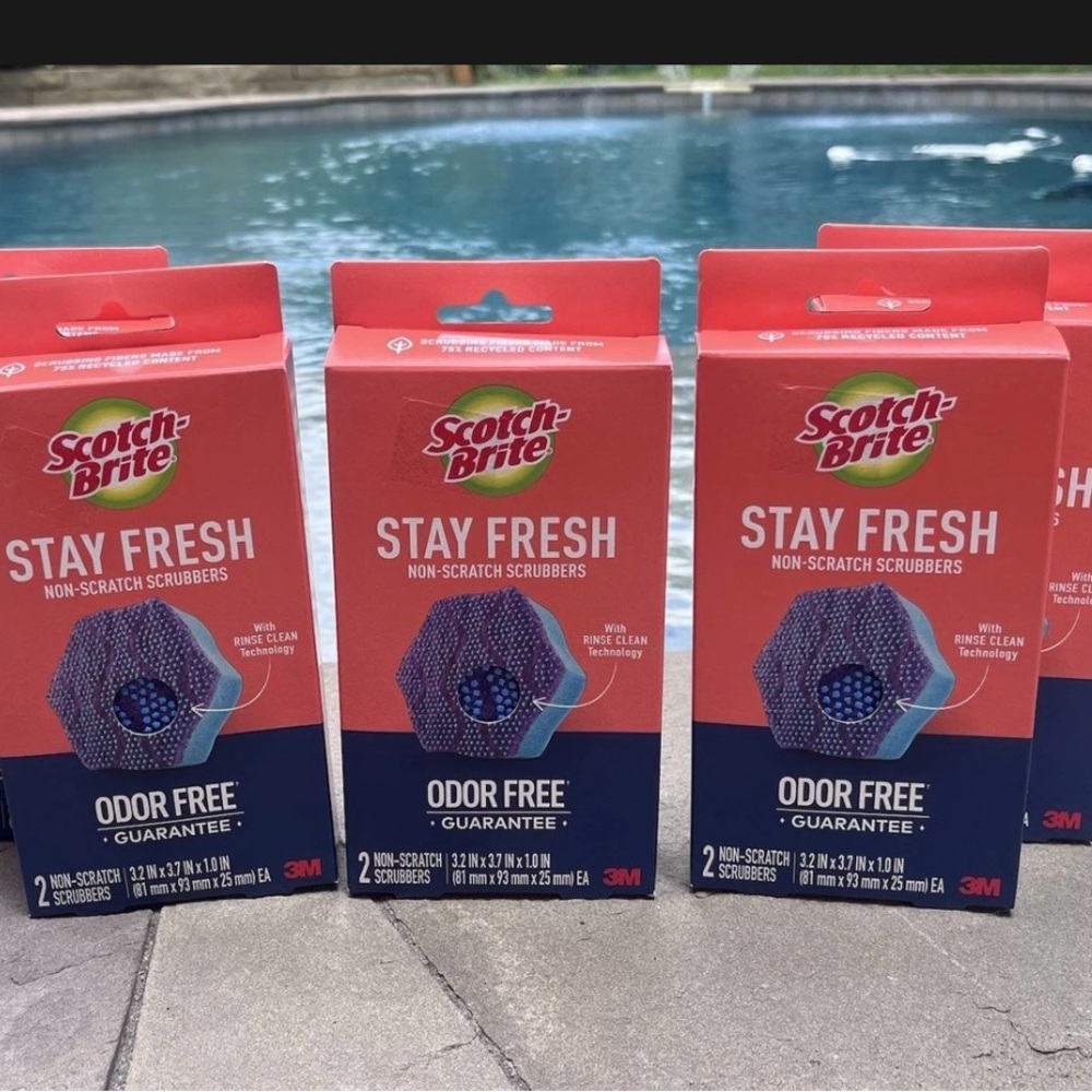 Scotch-Brite STAY FRESH Non-Scratch Scrubbers with Scrub Dots-10 Scrubbers TOTAL